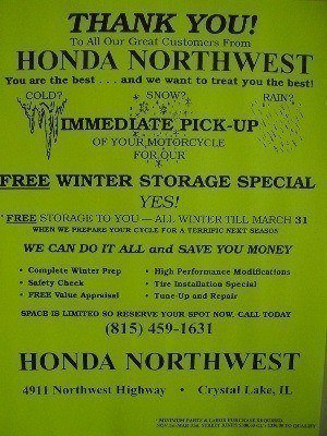 Storage Special here at Honda Northwest
